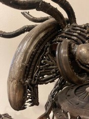 Metal Art Alien VS Predator Inspired Recycled Metal Sculpture Super Rare ! Used