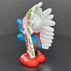 Smurfs 20144 American Indian Smurf Chief Colorful Headdress Vtg Schleich Figure