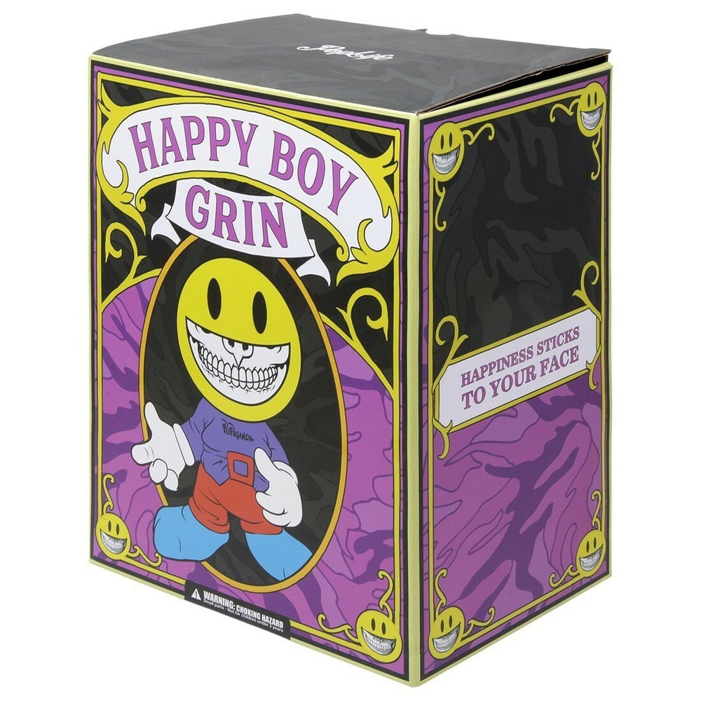 POPAGANDA X RON ENGLISH 9 INCH HAPPY BOY GRIN FIGURE YELLOW Limited Editon Rare