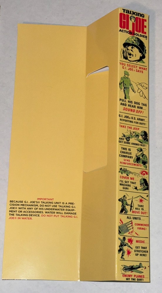 G.I. JOE TALKING ACTION SOLDIER INSERT ONLY (NO BOX!)