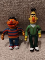 1985 Sesame Street Ernie & Bert 3″ Action Figures, Tara Toys, Vintage
