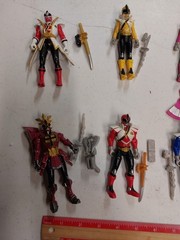 Power Rangers Samurai action figures lot Of 8 Weapons Blue Red Green R38