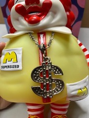 Ron English MC Supersized GLOW Red / Yellow 10″ vinyl figure, 2004 with box