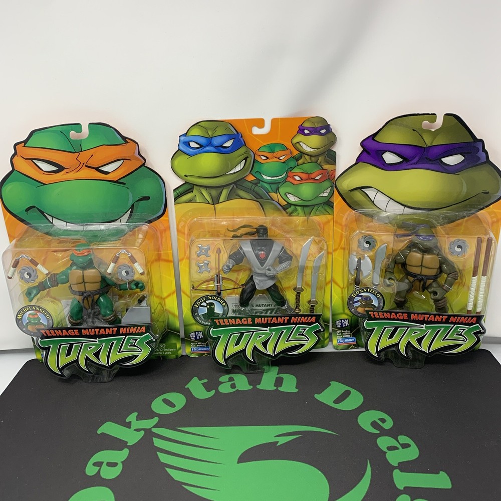 Teenage Mutant Ninja Turtles 2002 Donatello Michelangelo Foot Clan TMNT Lot Of 3