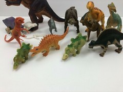 Toy Dinosaur Lot All Different Assorted Shapes Sizes Rubber Plastic Wood (13)