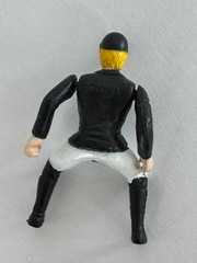 Equestrian Rider Jockey Toy Figure Black White Outfit Plastic Small 1 by 2 inch