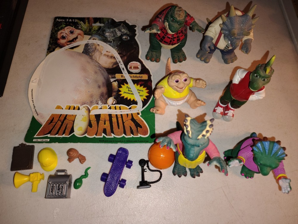 Disney Dinosaurs TV Show Figure Set Lot COMPLETE 6 SINCLAIR FAMILY 1991 HASBRO