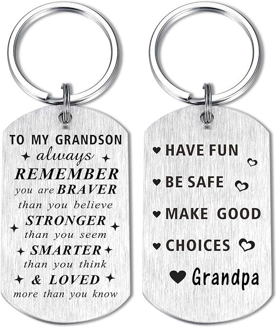 To My Grandson Gifts from Grandpa – Grandson Birthday Adult Keychain Gifts fo…