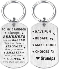 To My Grandson Gifts from Grandpa – Grandson Birthday Adult Keychain Gifts fo…