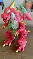 Happy Kid Toy Group Dragon Action Figure 12 Inch Plastic Red Silver Green 2006