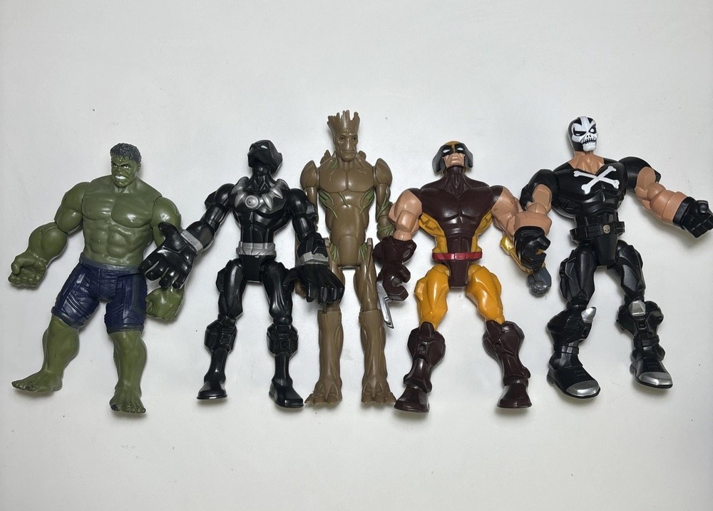 Marvel Hero Mashers Panther Hulk Crossbones Groot And Wolverine 6 Inches Figures