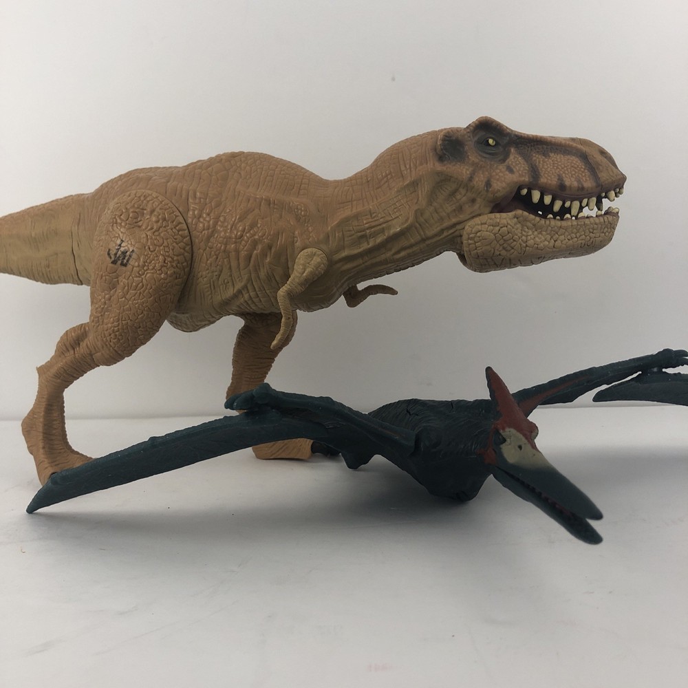 Lot Of 2 Jurassic World Dinos Tyrannosaurus T-Rex 16” + Pterodactyl 2015 2017