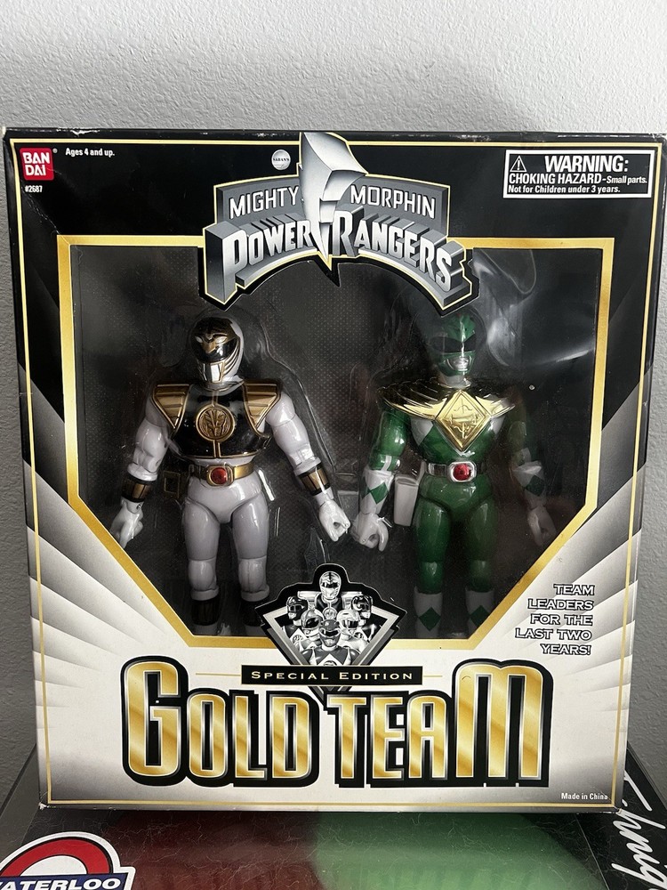 Mighty Morphin Power Rangers 8″ Gold Team Green White Ranger Tommy Bandai SEALED