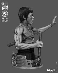 Bruce Lee Bust | 3D Printed Wicked | Unpainted | Fan Made| 1:6 Scale