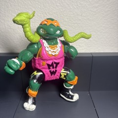 1991 Vintage TMNT Shell Slammin’ Mike Figure w/ Sewer Snake Ninja Turtles