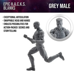 Shady Gray 1:12 EPIC HACKS Blank Male Action Figure 6″ Boss Fight