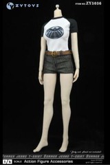 1/6 female graphic tee SHIELD Jeans short for 12″ figure phicen kumik ❶USA❶