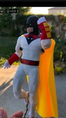 Space Ghost Action Figure White Yellow Cape Plastic Fabric Red Black