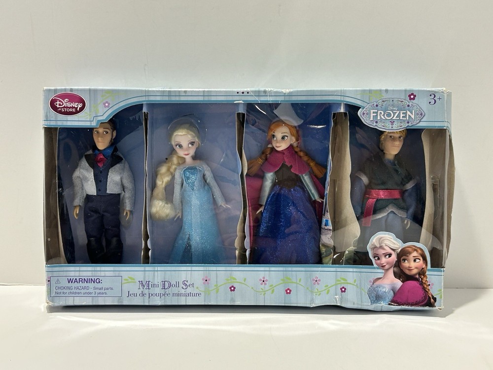 Frozen Mini Doll Set Kristoff Anna Elsa Hans Disney Store 1st Movie DENTED BOX