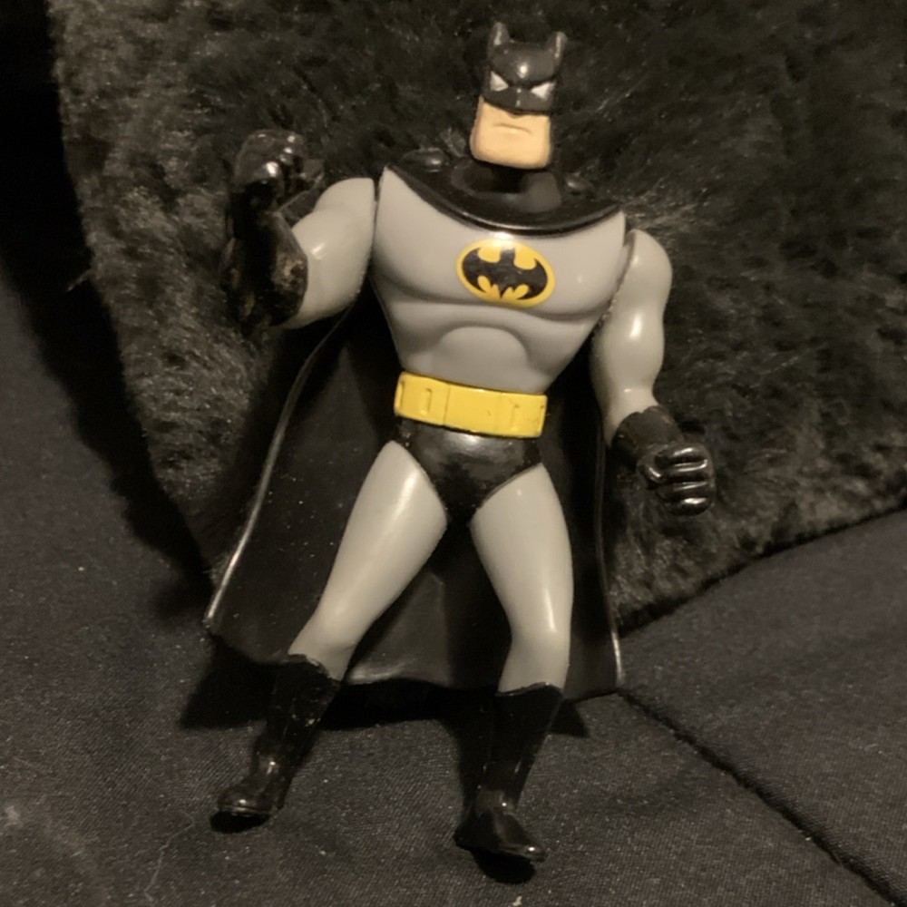 DC Comics Batman Plastic Action Figure Gray Black Yellow w/ Cape