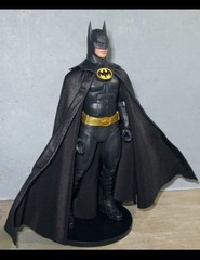 Custom Batman Returns Mcfarlane 1989 Keaton Leather Wired Cape 1/10 NOT fIGURE