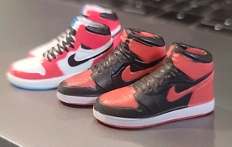 1 Pair 1:12 Scale Basketball Mini Jordon Sneakers ONLY RED AND WHITE LEFT