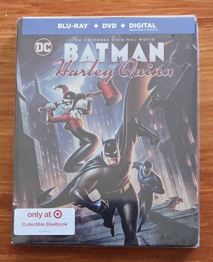 BATMAN & HARLEY QUINN BLU-RAY STEELBOOK-TARGET EXCL-DC–NEW & SEALED–MINT!!