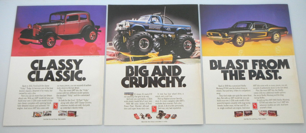 Vintage 1985 Ertl AMT Model Car Kit Magazine Ad Print Poster Toy Promo Display