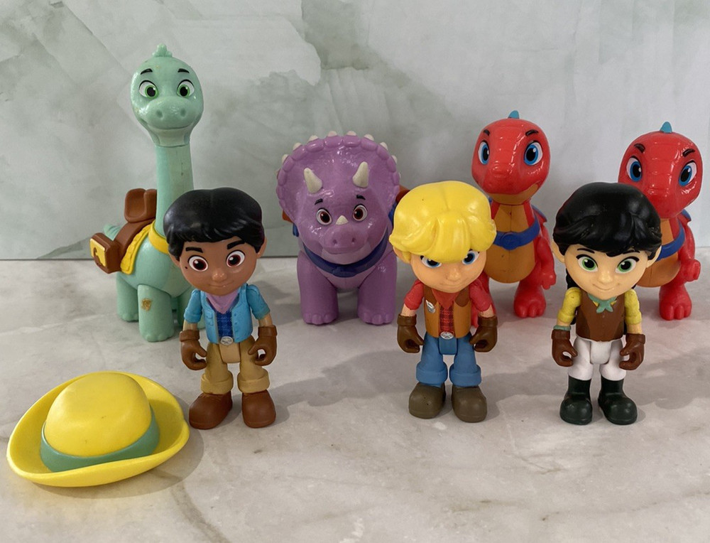 Disney Jr Dino Ranch Figures Kids Hat Dinosaurs Fence Dolls Western Toy Set Lot