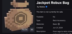 R0BLOX Toy Code – Jackpot Robux Bag | With Special Effect (Rare Item)