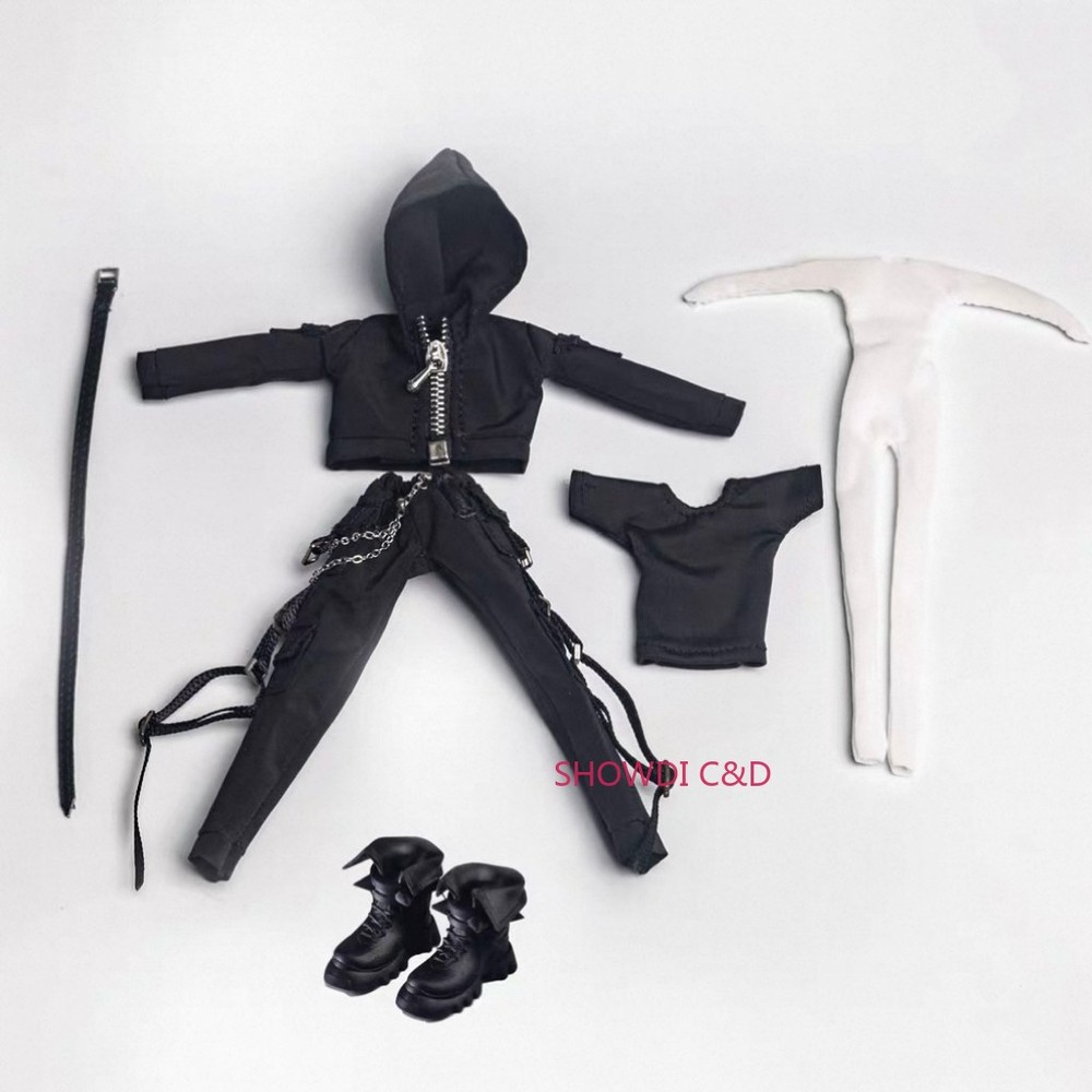 1/12 Scale Female Black Functional Clothing Set Model Fit 6” Action Figure Body