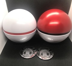 Lot Of 2 Pokemon Poke Balls Ultraball White And Red Tins With 2 Coins – 2020