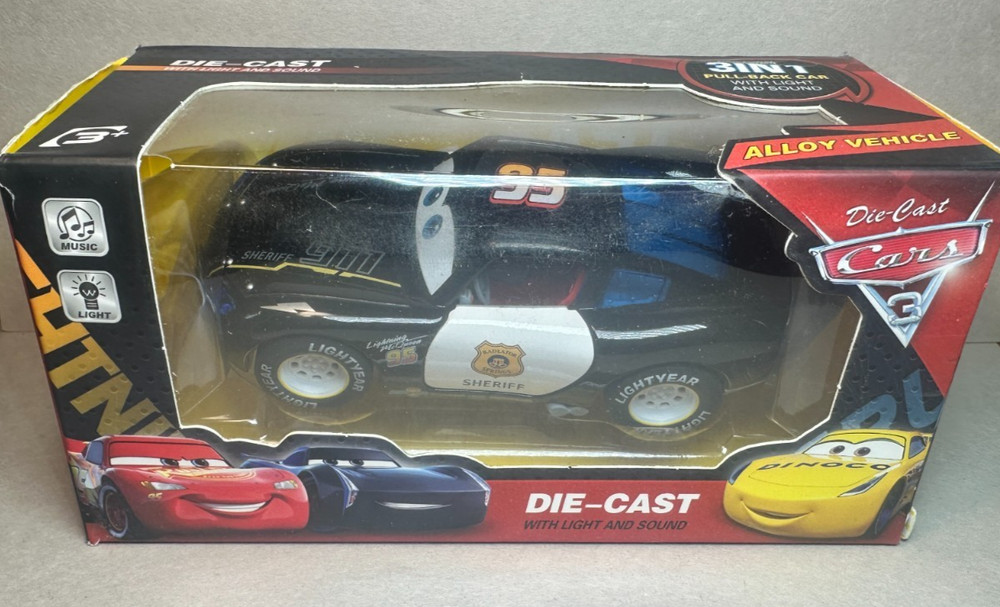 Disney Pixar Cars Sheriff McQueen Diecast 5 Inches Lights Sounds Doors Open