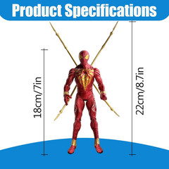 4PCS Spider Hero Action Figures Set, 7 Inch Movable Superhero Figurines with Dis
