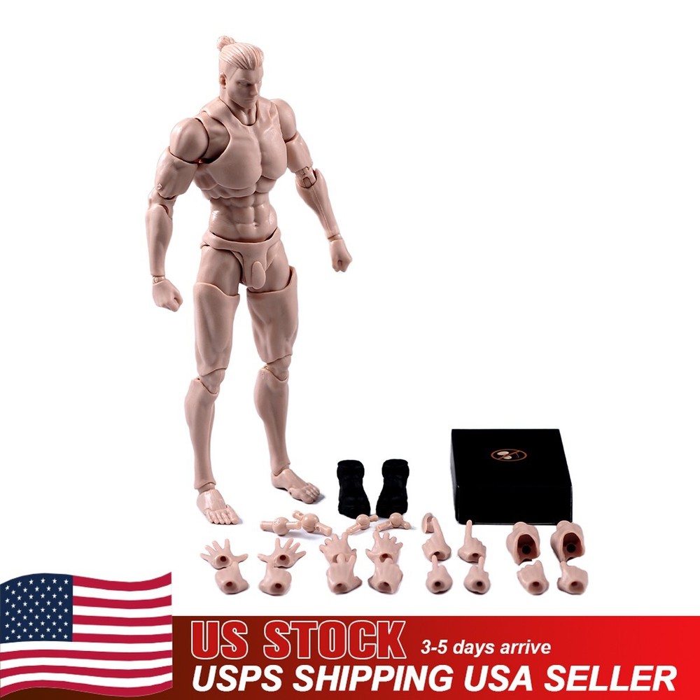 US Romankey 1/12 Male Action Figure Body 6″ Pale Skin Joint Soldier Model w/Head