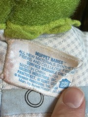1984 Muppet Babies Baby Kermit Frog Plush Hasbro Softies Jim Henson Pampers VTG