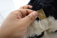 APPLAUSE BLACK/WHITE English Sheep Dog Plush Brown Toggle Collar 16″ 1985