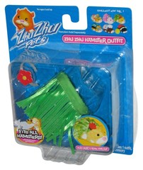 Zhu Zhu Pets Hampster Outfit (2008) Cepia Green Hula Skirt & Rose Hair Clip Clot