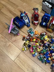 Huge Lot Paw Patrol Aircraft Carrier Vehicles Helicopter Cruiser 60 Figures