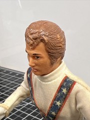 1972 Ideal Toys Evel Knievel Figure Bendy Rubber w/ Helmet VTG 1970s Motorcycle