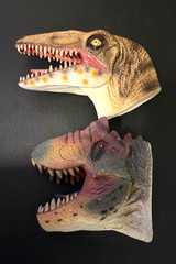 Jurassic World Dinosaur Hand Puppet Lot of 2 Official Universal Rubber T-Rex Rap