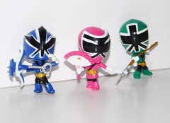 Lot 3 Power Rangers SUPER SAMURAI SMASH Mini Battle Figures Blue Green Pink
