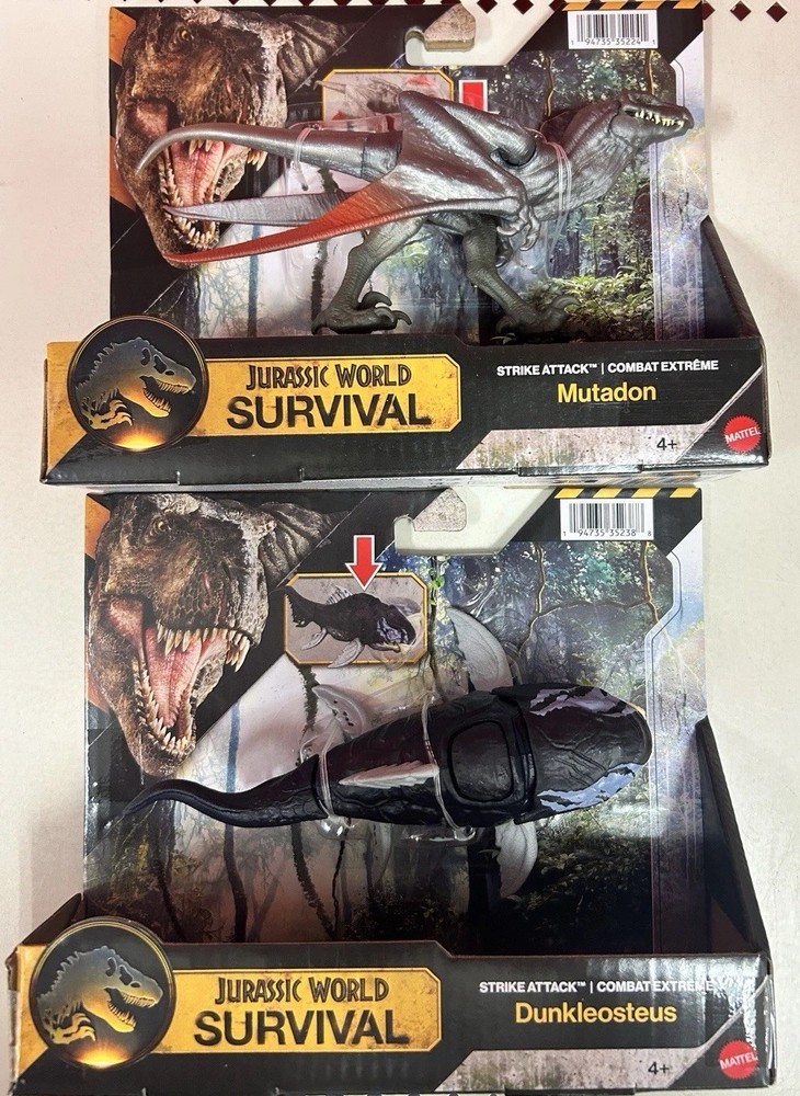 Jurassic World Toys Survival Strike Attack Dunkleosteus Mutadon 2 Dinosaur Lot
