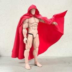 PB-HDC-RED: 1/12 wired Hooded cape for 6″ figure – Red