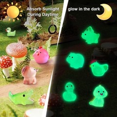 60PCS Miniature Resin Animals – Luminous Party Favors & Garden Accents