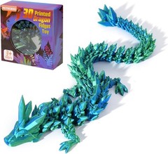 Crystal Blue 12″ Articulated Dragon – Fantasy Home Office Decor Piece