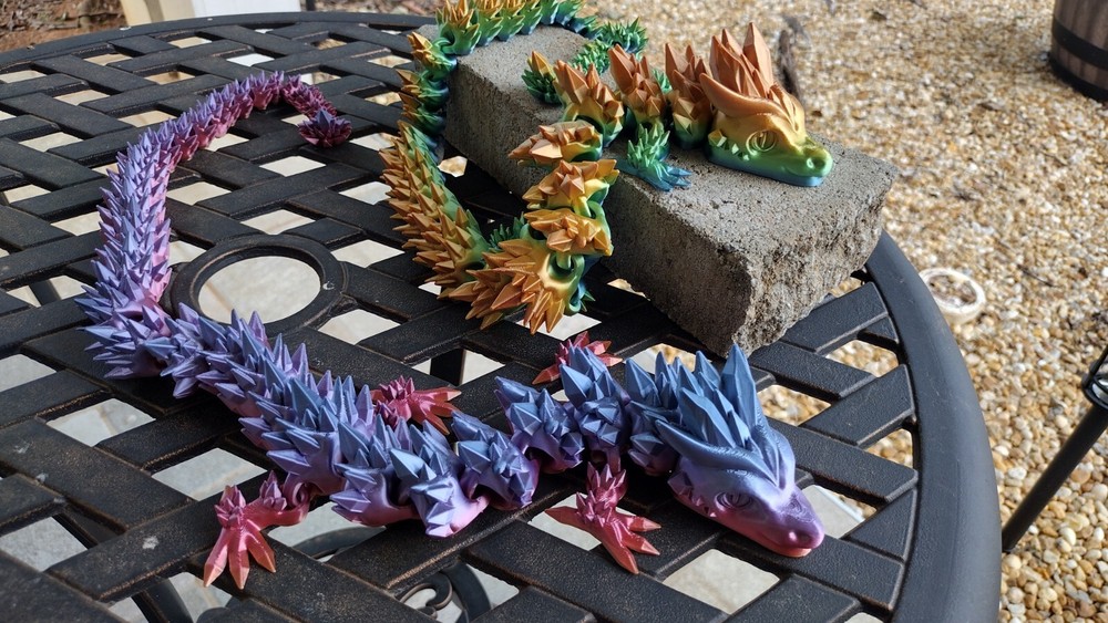 3D Printed Crystal Dragon Flexible Full Articulated Dragon Fidget Toy Decoration