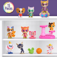 Disney Jr. Superkitties Kittydale Figure Set with Accessories, 15-Pieces, Collec