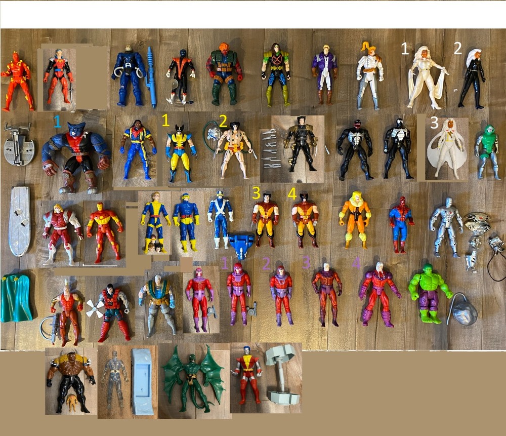 Toy Biz 1990s vintage Marvel Actions Figure Lot