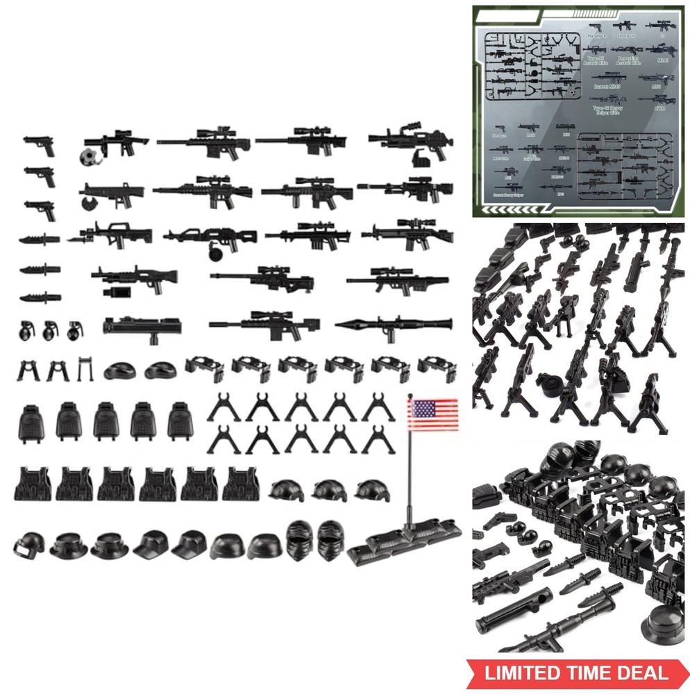 Military Toy Set 83 Piece Guns Pistols Body Armor Hat Belt Accessories for Role
